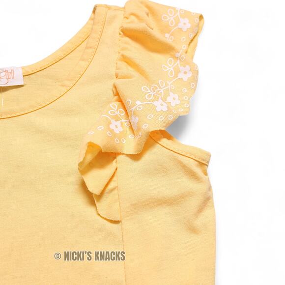 4/$20 - Kensie Girls Flutter Sleeve Yellow Embroidered Crop Top Size 7/8 - Picture 3 of 8